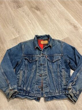 Vintage 80's  Levi's Denim Trucker Jacket Flannel Lining Mens XL  Boys Size 18